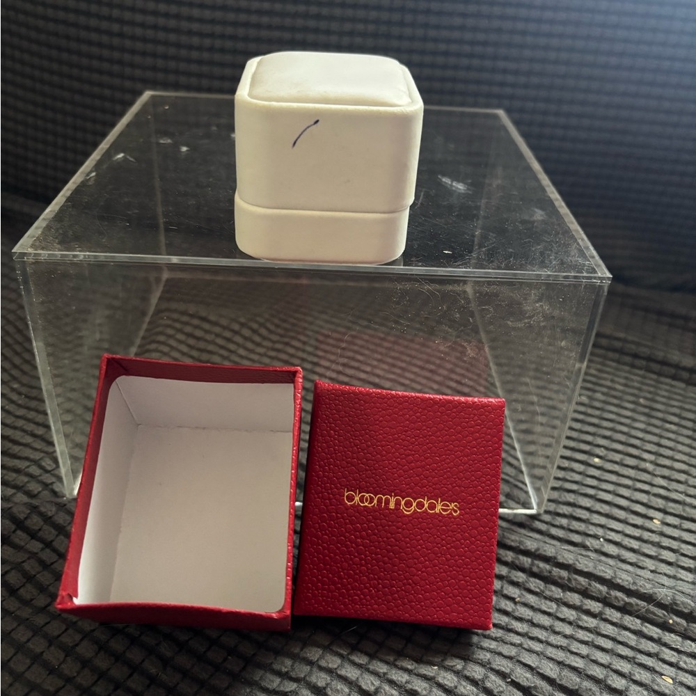 Bloomingdale's Red Gift Box with White Ring Jewelry Box